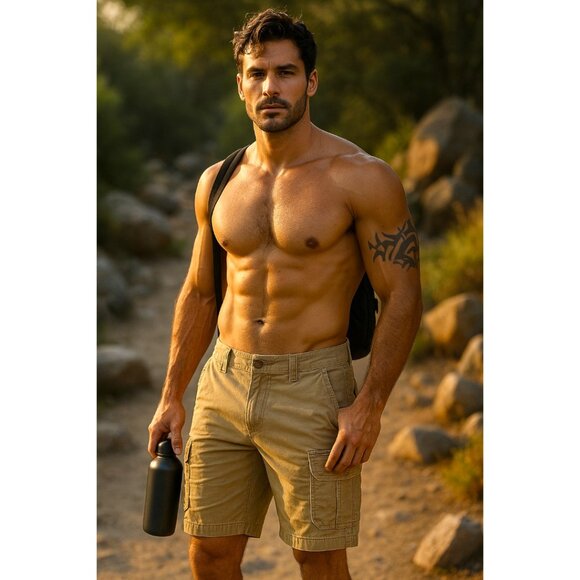 WearFirst Mens Size 32 Tan Cargo Shorts Ripstop Utility Pockets Outdoor Hiking - Picture 2 of 10